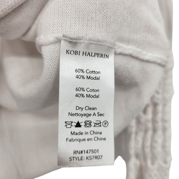 KOBI HALPERIN SMALL COTTON MODAL CROCHET LACE SLEEVE FRONT TIE CARDIGAN - Picture 4 of 6